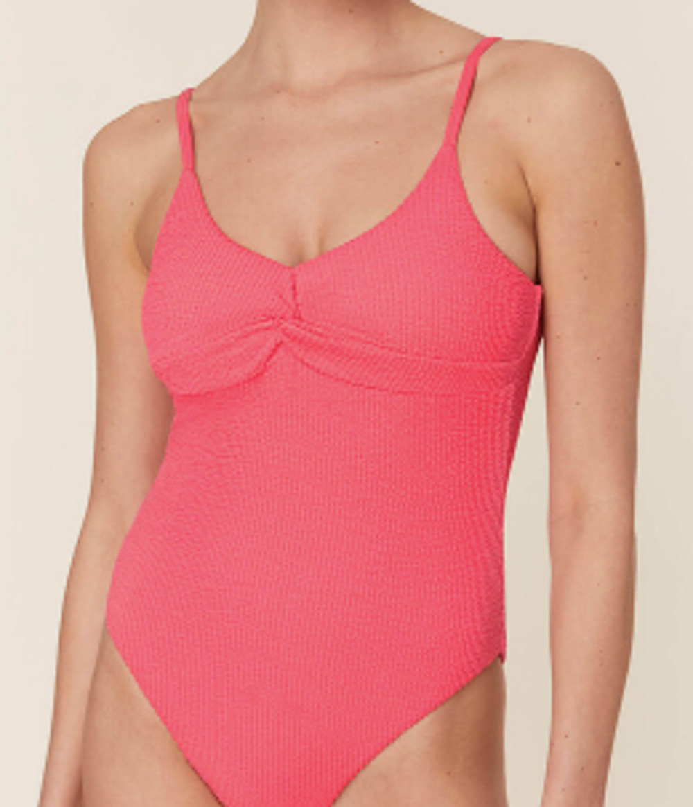 NWT Andie Women's The Portofino One Piece Swimsuit Seersucker Grapefruit Size S